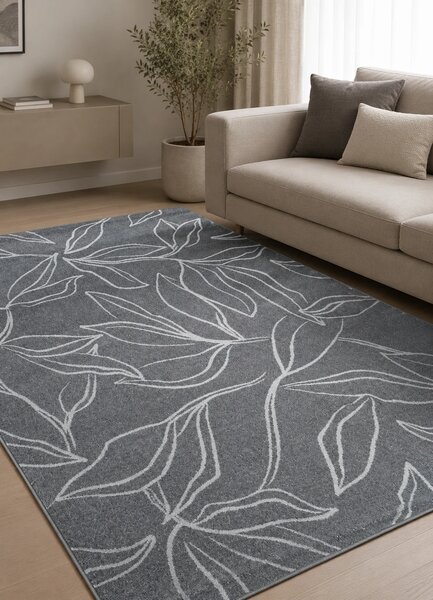 Covor Fayno 7102-610, Antiderapant, Marime 160 x 230 cm, Gri, Înălțime Fir 8 mm, Antialergic, Polipropilenă, Living, Dormitor, Sufragerie 160 x 230