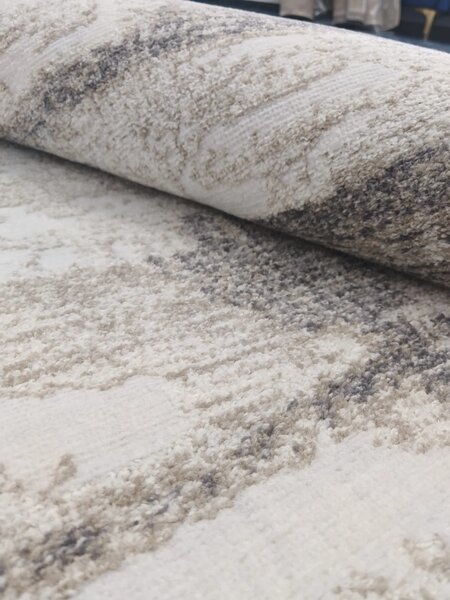 Covor Elma 002-106, Marime 80 x 150 cm, Bej, Gri, Inaltime Fir 6.5 mm, Antialergic, Polipropilena, Living, Dormitor, Sufragerie, Birou 80 x 150