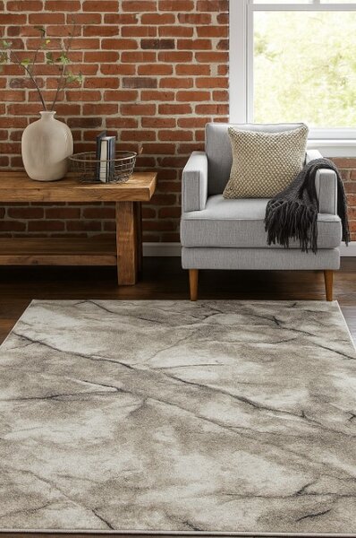 Covor Elma 005-106, Marime 80 x 150 cm, Bej, Gri, Inaltime Fir 6.5 mm, Antialergic, Polipropilena, Living, Dormitor, Sufragerie, Birou 80 x 150