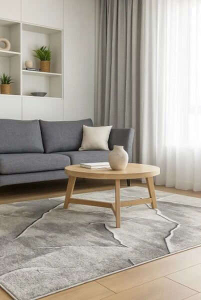 Covor Elma 003-106, Marime 80 x 150 cm, Bej, Gri, Inaltime Fir 6.5 mm, Antialergic, Polipropilena, Living, Dormitor, Sufragerie, Birou 80 x 150
