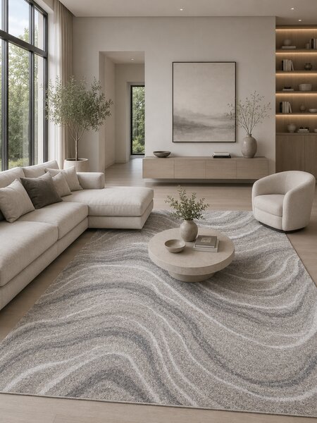 Covor Elma 013-116, Marime 80 x 150 cm, Bej, Gri, Inaltime Fir 6.5 mm, Antialergic, Polipropilena, Living, Dormitor, Sufragerie, Birou 80 x 150