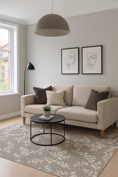 Covor Elma 015-106, Marime 80 x 150 cm, Bej, Inaltime Fir 6.5 mm, Antialergic, Polipropilena, Living, Dormitor, Sufragerie, Birou 80 x 150