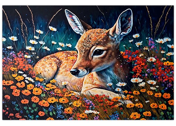Tablou - Cerb pictat (90x60 cm)