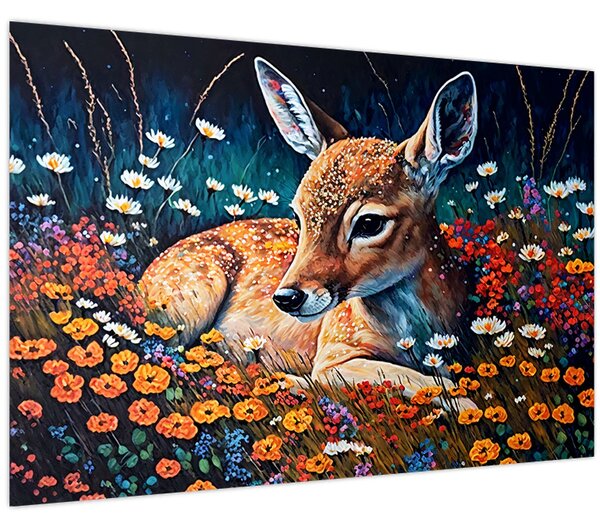 Tablou - Cerb pictat (90x60 cm)