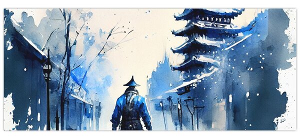 Tablou - Samurai, aquarel (120x50 cm)