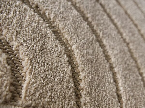 Covor Oksi 38025-202, Marime 60 x 110 cm, Bej, Inaltime Fir 6,5 mm, Antialergic, Polipropilena, Living, Dormitor, Hol 60 x 110