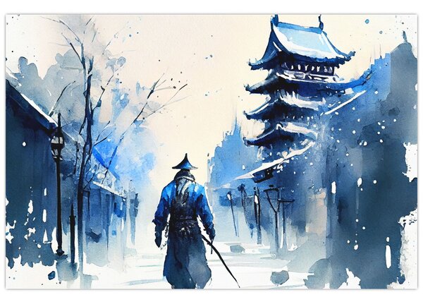Tablou - Samurai, aquarel (90x60 cm)