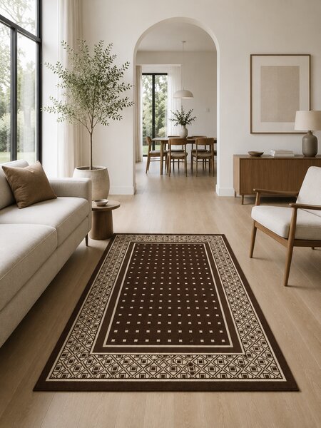 Covor Bucatarie Tip Iuta, Natura 903-91, Marime 50 x 80 cm, Maro, Antialergic, Polipropilena, Birou, Sufragerie, Terasa, Living 50 x 80