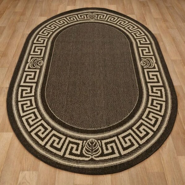 Covor Oval Bucatarie Tip Iuta, Natura 900-91, Marime 50 x 80 cm, Crem, Maro, Antialergic, Polipropilena, Living, Terasa, Sufragerie, Birou 50 x 80