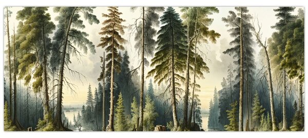 Tablou - Peisaj de epocă de păduri (120x50 cm)
