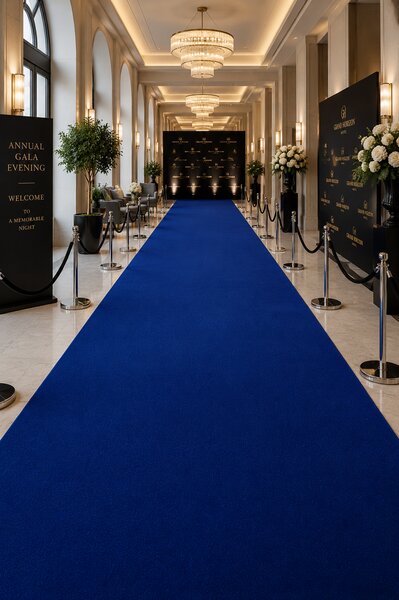 Mocheta Evenimente Belgia PLAT BLEU, Latime 1m, Grosime 1mm, Marime 100 x 300 cm, Albastru, Antialergic, Polipropilena, Prezentari, Intalniri