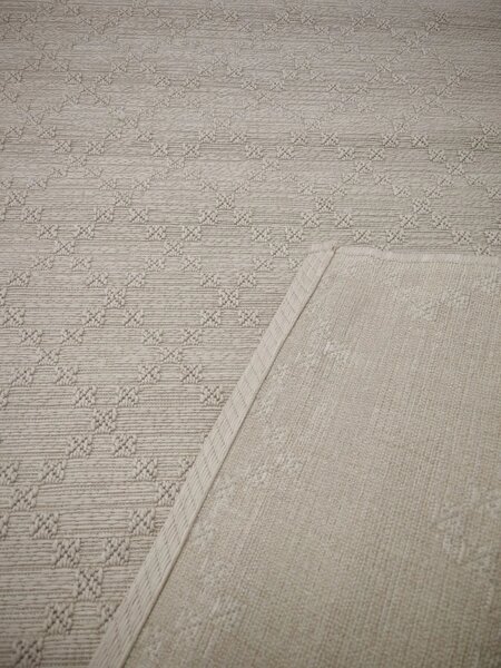 Covor Jersey Home A764 E511, Marime 100 x 200 cm, Bej, Fara fir, Tesatura plata, Antialergic, Polipropilena, Hidrofug,Bucatarie, Hol, Balcon,Terasa