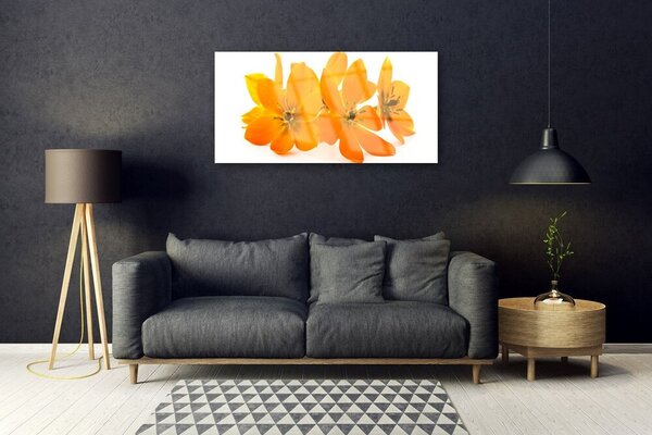 Tablou pe sticla Flori Floral Orange