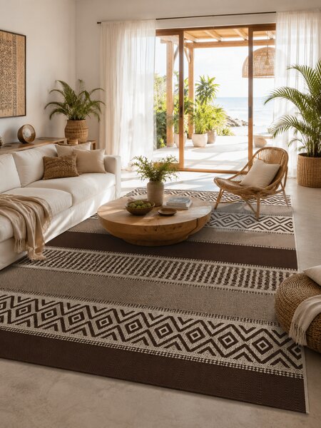Covor Iuta Natura 982-91, Marime 80 x 150 cm, Maro, Inaltime Fir Tesatură plată, Antialergic, Polipropilena, Bucatarie, Hol, Balcon 80 x 150