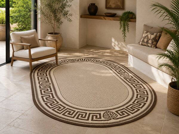 Covor Oval Bucatarie Tip Iuta, Natura 900-19, Marime 50 x 80 cm, Crem, Antialergic, Polipropilena, Living, Terasa, Sufragerie, Birou 50 x 80