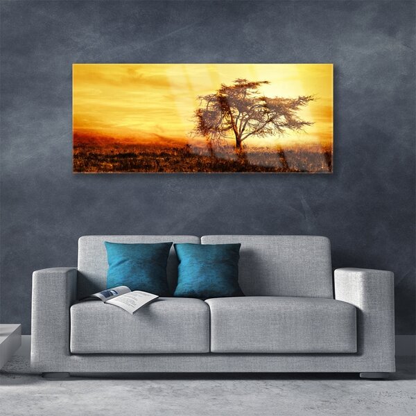Tablou pe sticla Copac Natura Orange