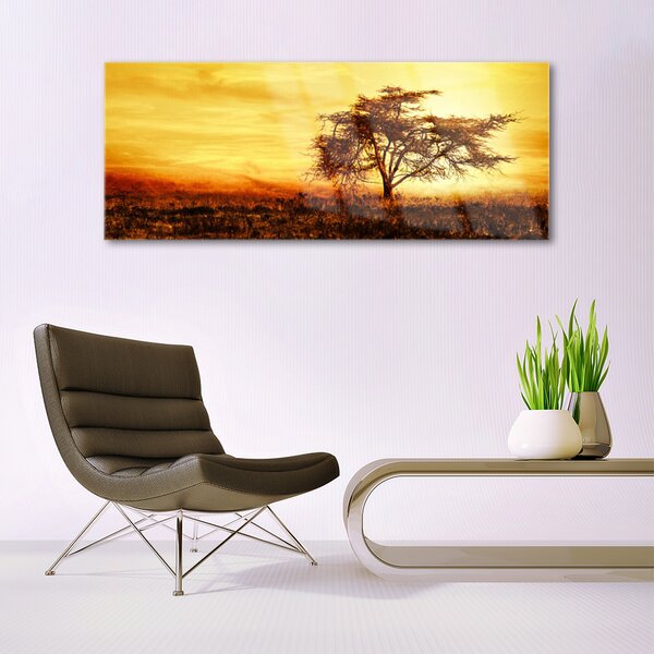 Tablou pe sticla Copac Natura Orange