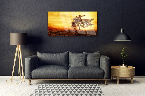Tablou pe sticla Copac Natura Orange