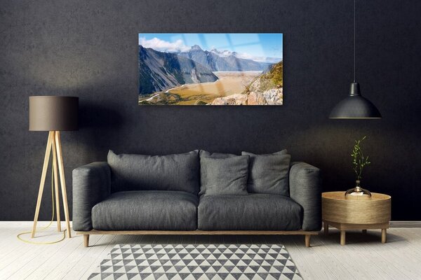 Tablou pe sticla Muntii Valley Peisaj Albastru Maro