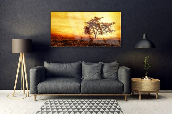Tablou pe sticla Copac Natura Orange