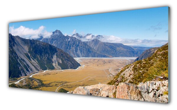Tablou pe sticla Muntii Valley Peisaj Albastru Maro