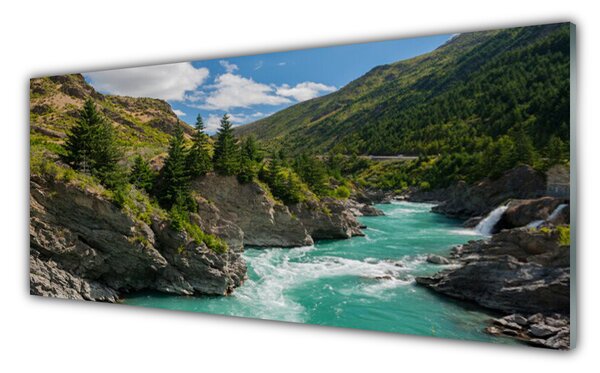 Panou sticla bucatarie Munții River Peisaj Albastru Verde