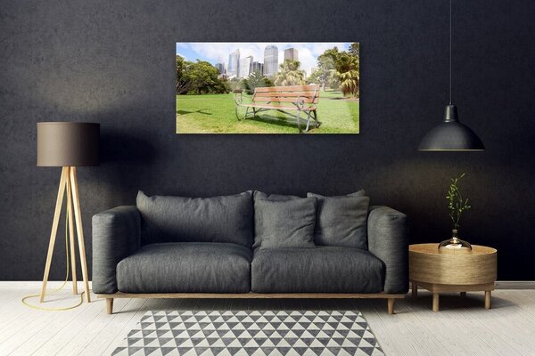 Tablou pe sticla Parcul Skyscraper Natura Verde Maro Albastru