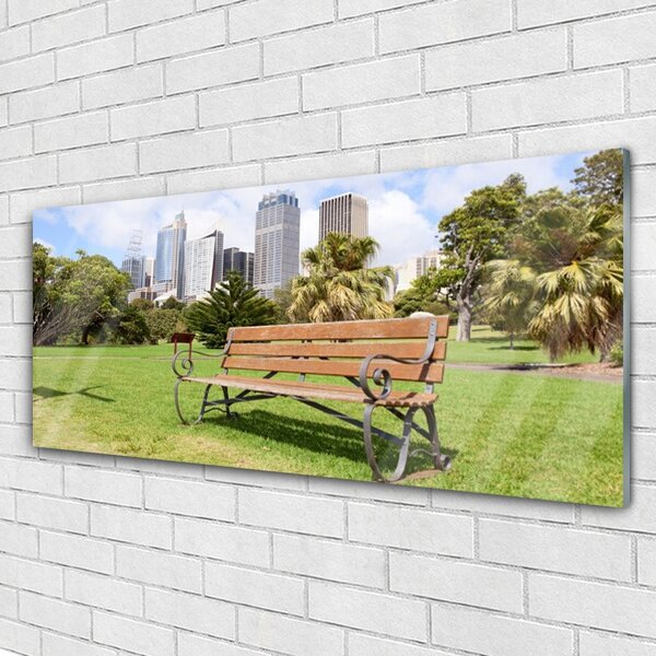 Tablou pe sticla Parcul Skyscraper Natura Verde Maro Albastru