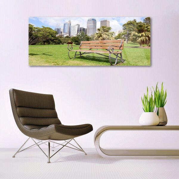 Tablou pe sticla Parcul Skyscraper Natura Verde Maro Albastru