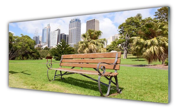 Tablou pe sticla Parcul Skyscraper Natura Verde Maro Albastru