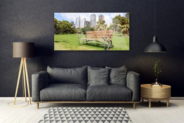 Tablou pe sticla Parcul Skyscraper Natura Verde Maro Albastru