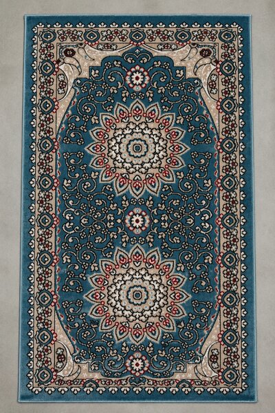 Covor Queen 10220, Marime 80 x 150 cm, Turcoaz, Inaltime Fir 7.5 mm, Antialergic, Polipropilena, Living, Dormitor, Sufragerie, Birou 80 x 150