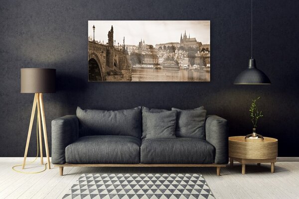 Tablou pe sticla Praga Podul Peisaj Sepia