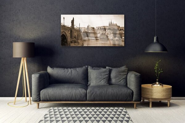 Tablou pe sticla Praga Podul Peisaj Sepia