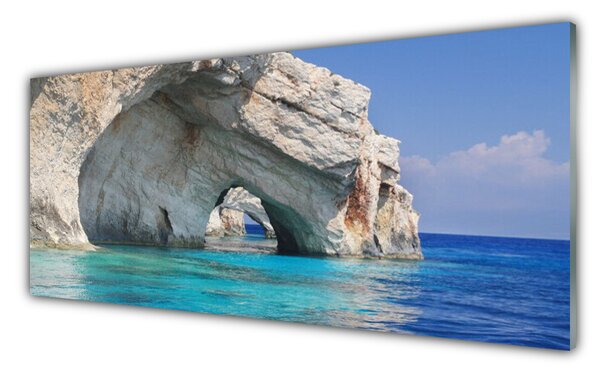 Panou sticla bucatarie Cliff Lacul Marea peisaj de apă Albastru Alb