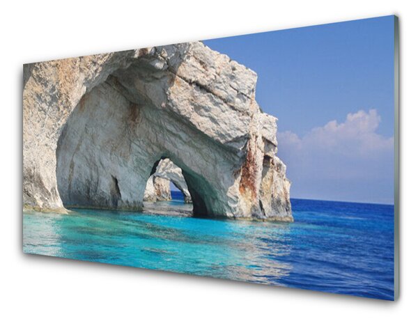 Panou sticla bucatarie Cliff Lacul Marea peisaj de apă Albastru Alb
