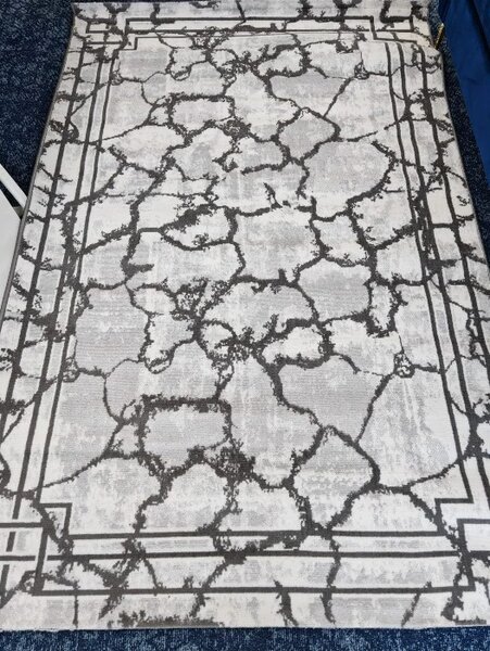 Covor Frida 10457 Marime 50 x 80 cm, Gri, Inaltime Fir 7.5 mm, Antialergic, Polipropilena, Living, Dormitor, Sufragerie, Birou 50 x 80