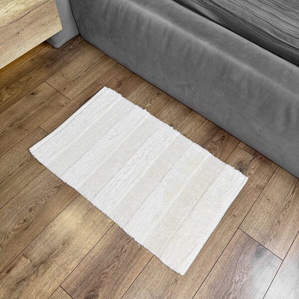Covoraș de Baie Antiderapant Touch, 50 80 cm, Bumbac, Textură în Relief, Ivory 50 x 80