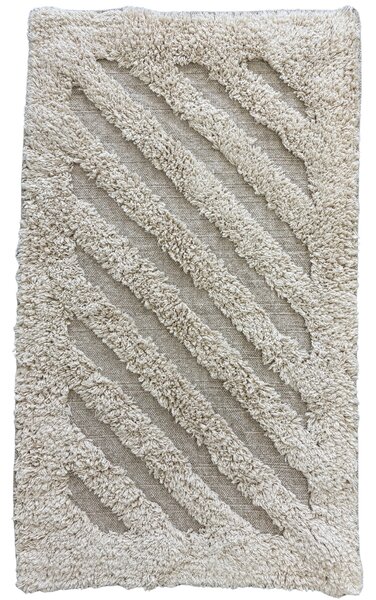 Covoraș de Baie Antiderapant Softa Stripe, 45 75 cm, Bumbac, Dungi în Relief, Ivory 45 x 75