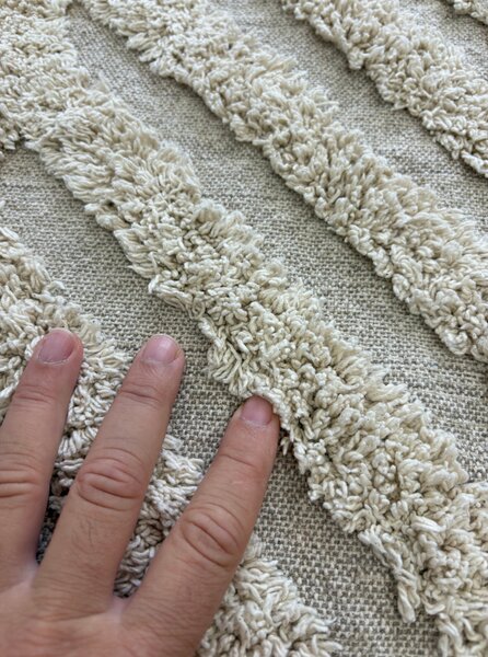 Covoraș de Baie Antiderapant Softa Stripe, 45 75 cm, Bumbac, Dungi în Relief, Ivory 45 x 75
