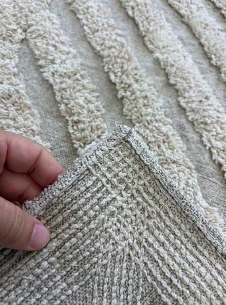 Covoraș de Baie Antiderapant Softa Stripe, 45 75 cm, Bumbac, Dungi în Relief, Ivory 45 x 75