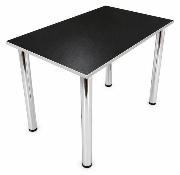Masa de bucatarie DENVER, blat pal negru, cant abs alb, picioare crom, 90X64X73 cm
