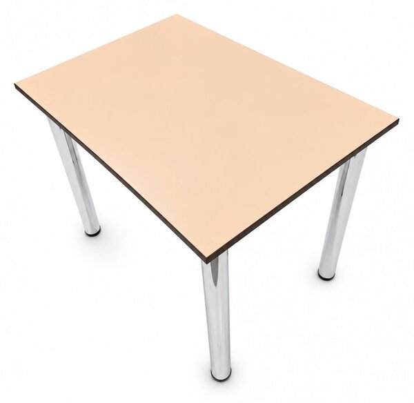 Masa de bucatarie DENVER, blat pal macchiato, cant abs maro, picioare crom, 90X64X73 cm