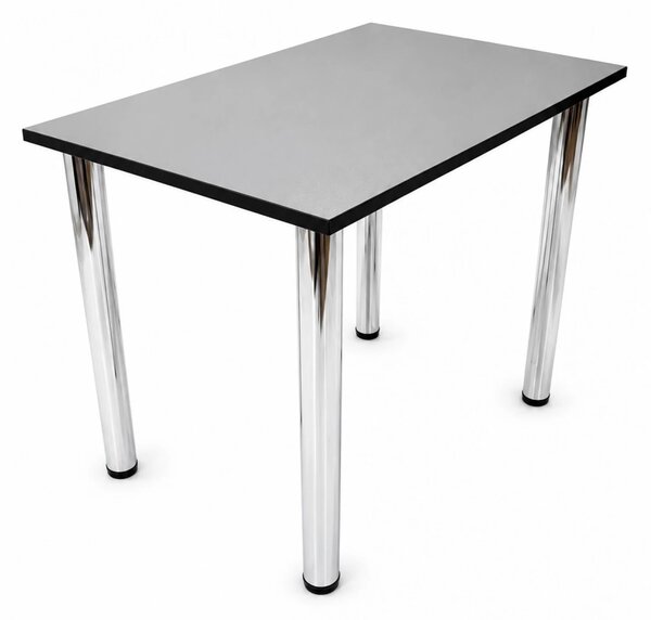 Masa de bucatarie DENVER, blat pal gri ardezie, cant abs negru, picioare crom, 90X64X73 cm