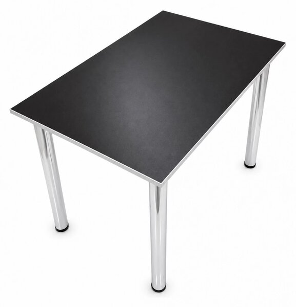 Masa de bucatarie DENVER, blat pal negru, cant abs alb, picioare crom, 90X64X73 cm