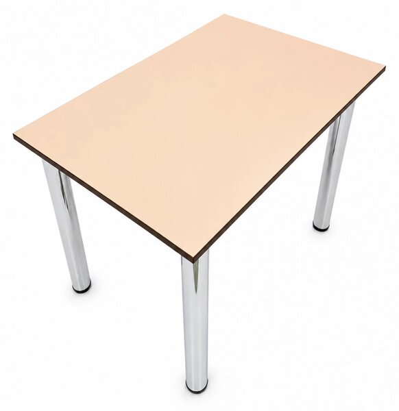 Masa de bucatarie DENVER, blat pal macchiato, cant abs maro, picioare crom, 90X64X73 cm