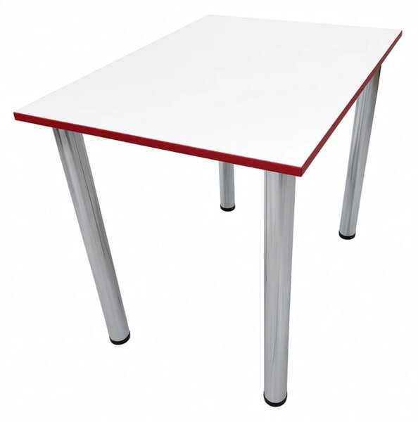 Masa de bucatarie DENVER, blat din PAL alb, abs rosu, picioare crom, 90X64X73 cm