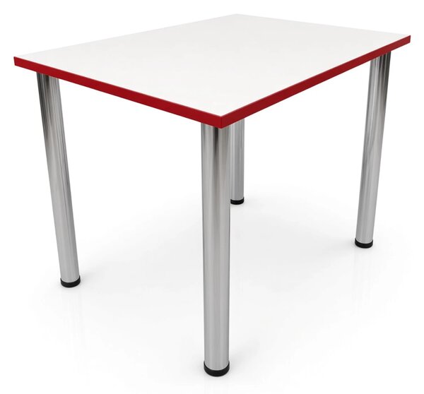 Masa de bucatarie DENVER, blat din PAL alb, abs rosu, picioare crom, 90X64X73 cm