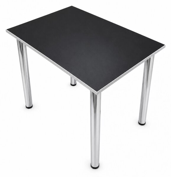 Masa de bucatarie DENVER, blat pal negru, cant abs alb, picioare crom, 90X64X73 cm