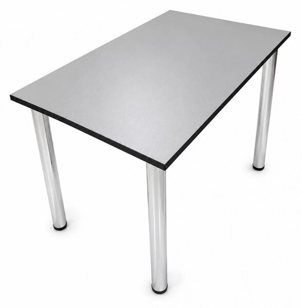 Masa de bucatarie DENVER, blat pal gri ardezie, cant abs negru, picioare crom, 90X64X73 cm
